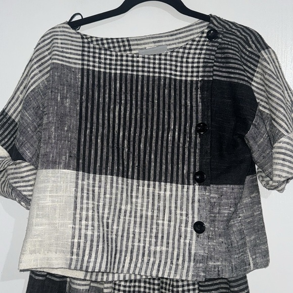 3 Piece Matching Vintage Set / Skirt Suit small XS S oversized gingham pattern - Picture 3 of 12